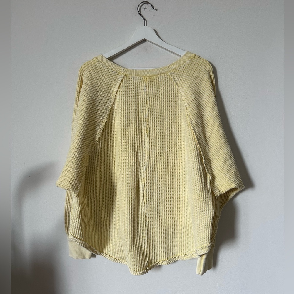 Bucketlist Waffle Knit Pullover Oversized Raw Hem Boho Top Size XL - Picture 2 of 8